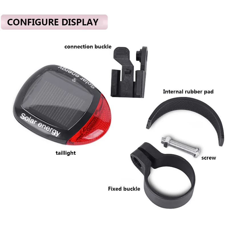 الطاقة الشمسية الطاقة LED دراجة ضوء خلفي ، ضوء تحذير السلامة ، الدراجة الضوء الخلفي ، اكسسوارات الدراجات ، معدات ركوب الخيل #5