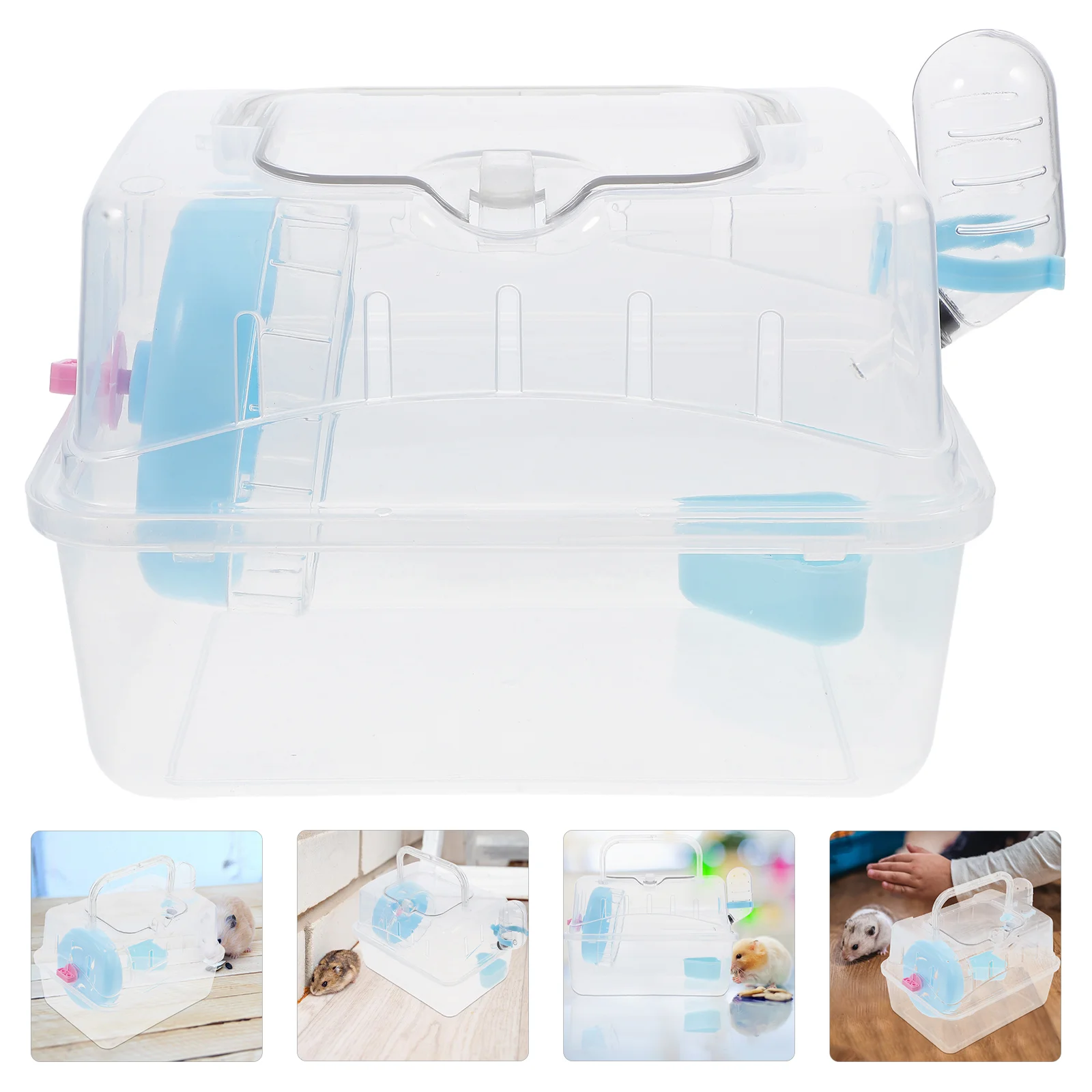 

Transparent Hamster Cage Full Plastic Portable Travel Carrier for Small Pets Guinea Pig Container Outdoor Holder Safe Secure