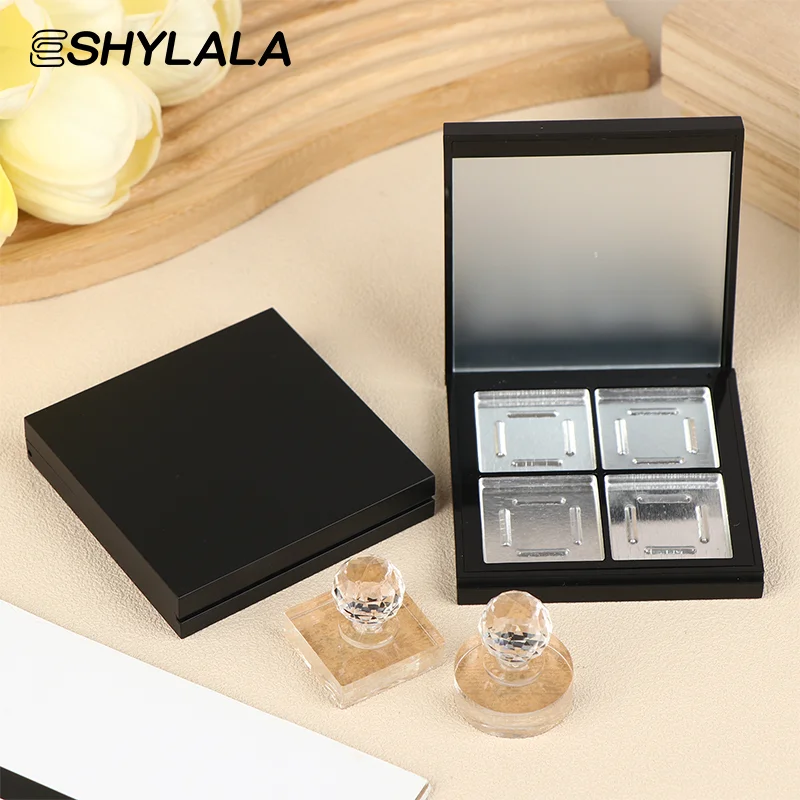 4 Grids Empty Magnetic Cosmetics Palette Holder Box Professional Lip Gloss Case With Mirror Powder Blusher Box For Eyeshadow
