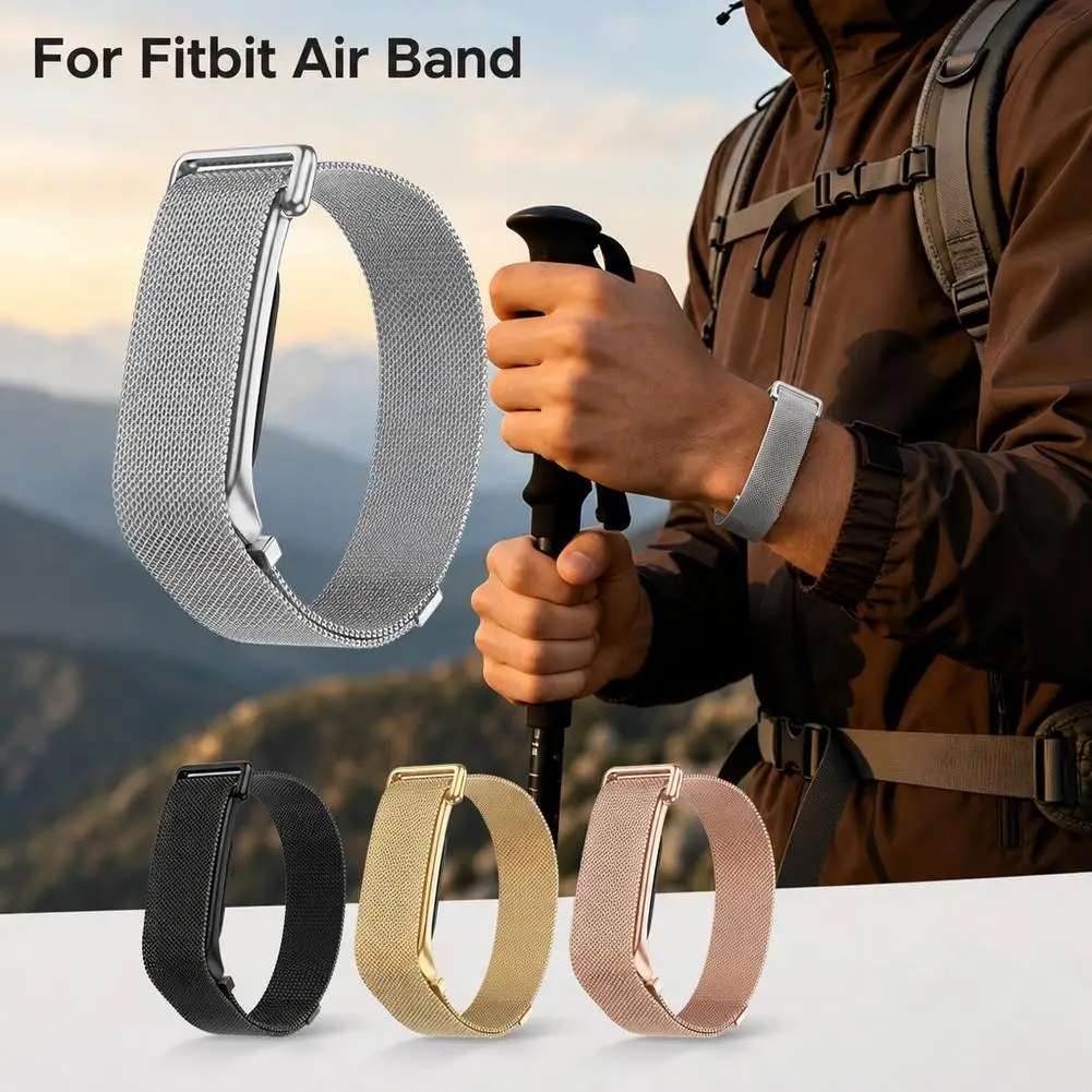 Magnetic Milanese Watch Strap For Google Fitbit Air Replacement Strap Loop Bracelet Breathable Wristband For Google Fitbit Air
