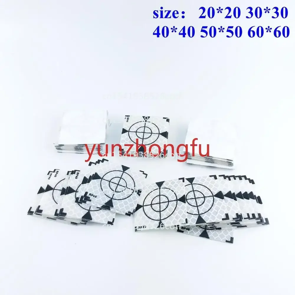 

100pcs 40x40mm Size 20x20 30x30 60x60 50x50 Mm Reflector Sheet for Total Station Surveying White + Triangle Reflective Sticker