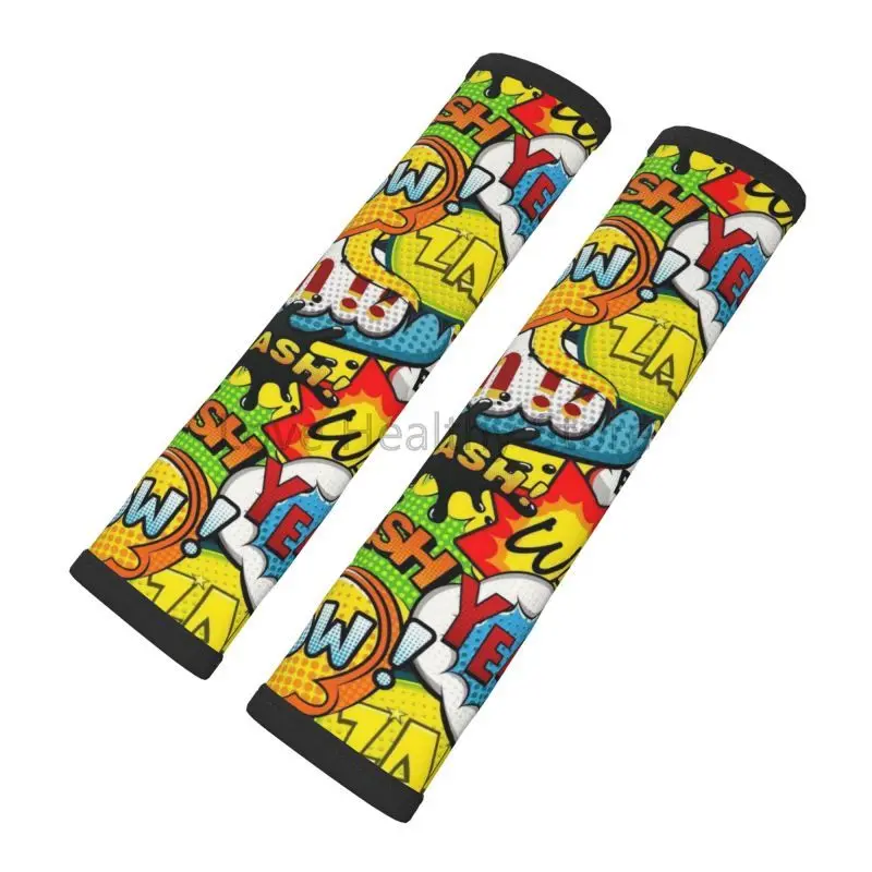 

Чехлы на автомобильные ремни безопасности с принтом Comics Splash Wow Pow, удобные подушечки для плеч и шеи, подушечки для плечевого ремня безопасности для автомобиля внедорожника