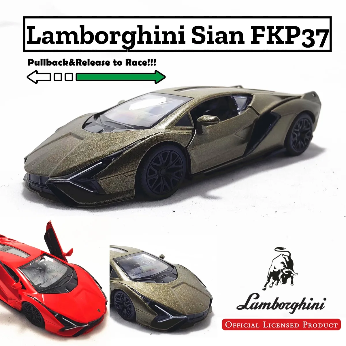 

1:36 Scale Lamborghini Sian FKP37 Pullback Toy Car Model Official Licensed Alloy Diecast Vehicle Scale Replica Decoration Gift