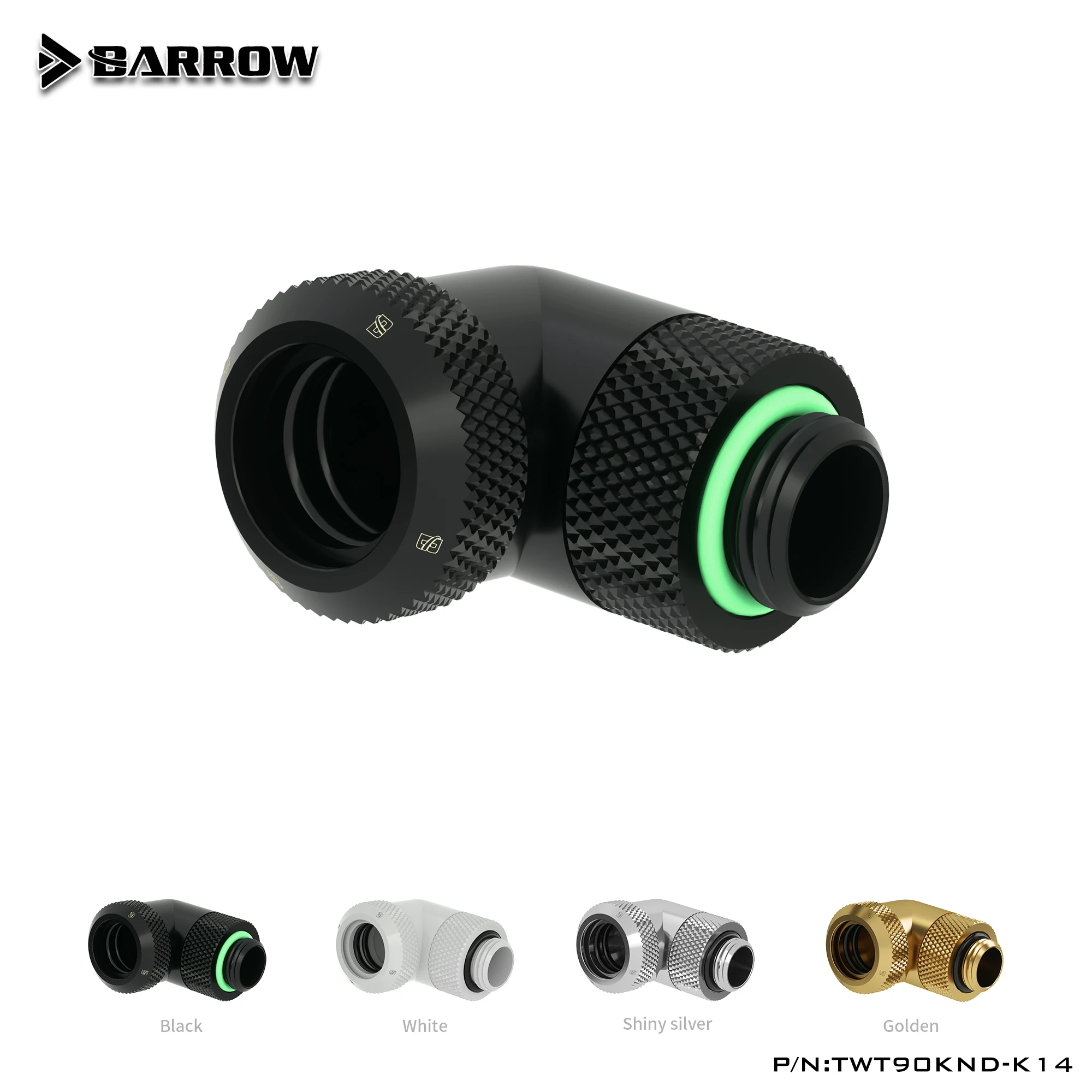 BARROW G1/4'' 90 Degree OD12mm/14mm Hard tube fitting hand compression fitting rotary use for outside 12mm/14mm Hard Tube