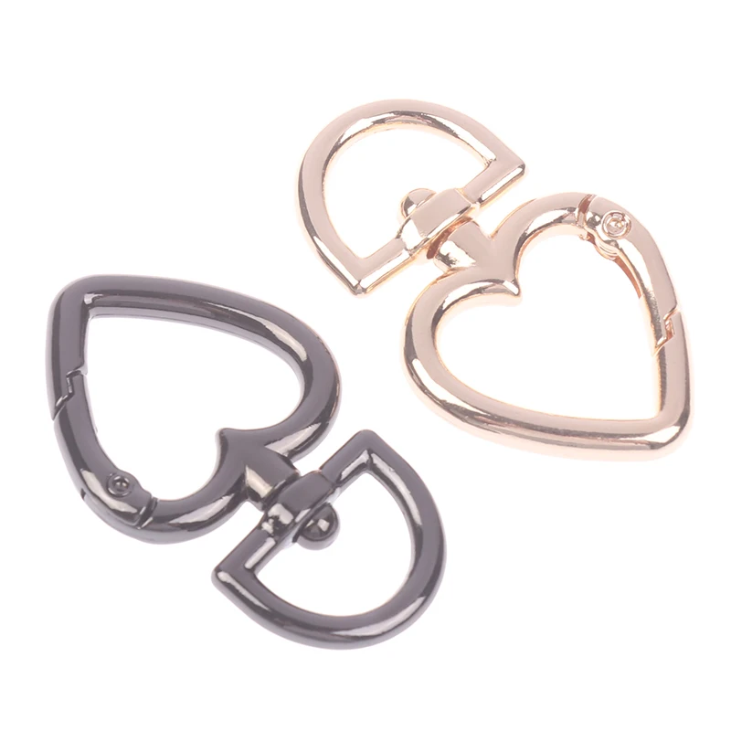 

3Colors Bag Heart Shape Rotation Alloy Lobster Spring Clasps Openable Key Ring Hook Carabiner Connector Dog Chain Buckles