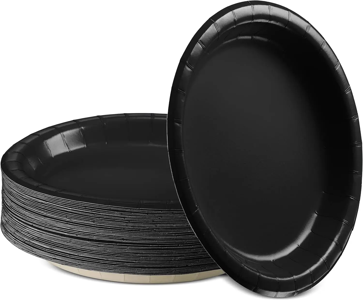 Disposable Paper Plates Black, 7 Inch Paper Dessert Plates, Strong and Sturdy Disposable Plate for Party, Dinner, Holiday, Picni
