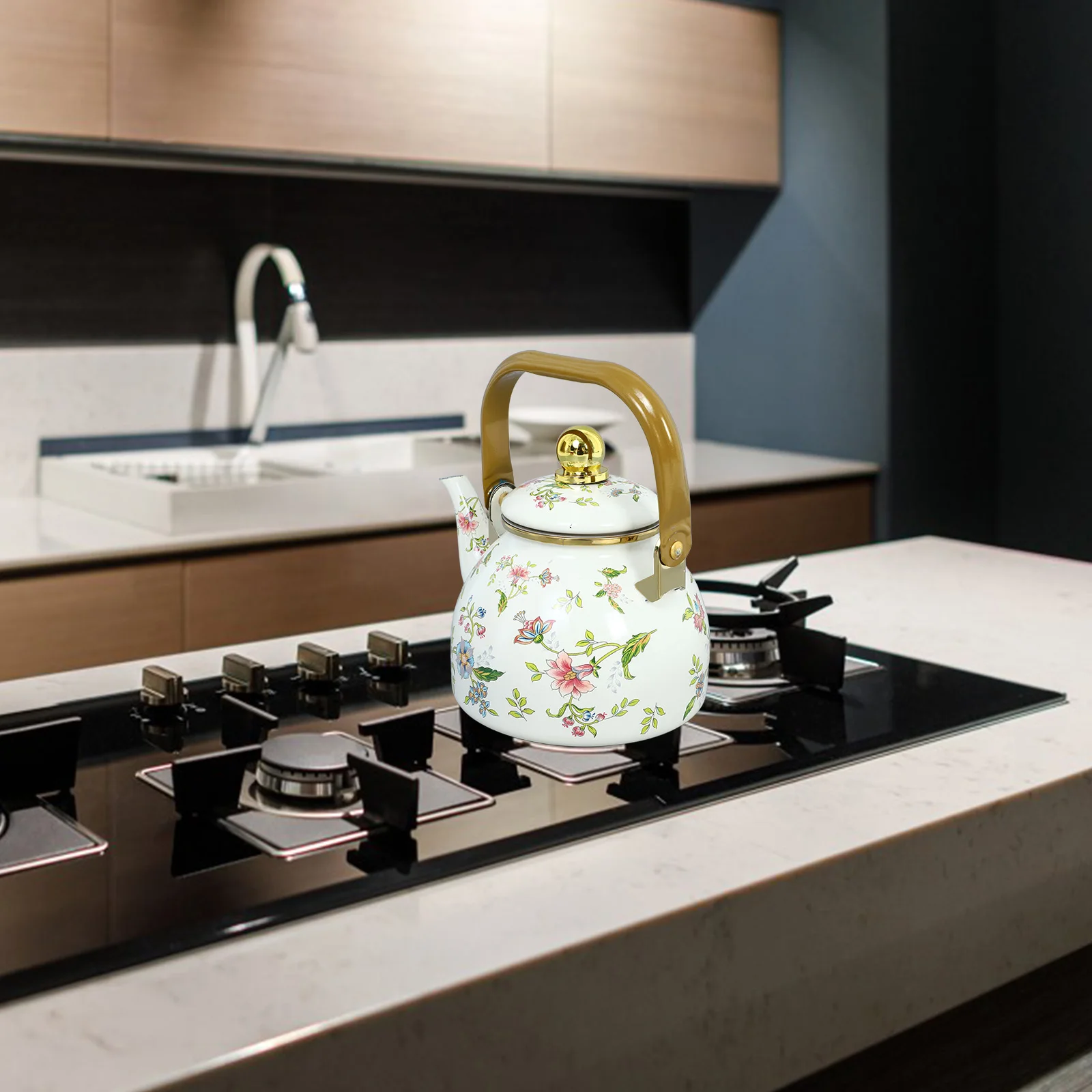

Enamel Teapot 1L Retro Stovetop Kettle Camping Hotel Party Thickened Insulated Handle Water Pot Coffee Kitchen Barware