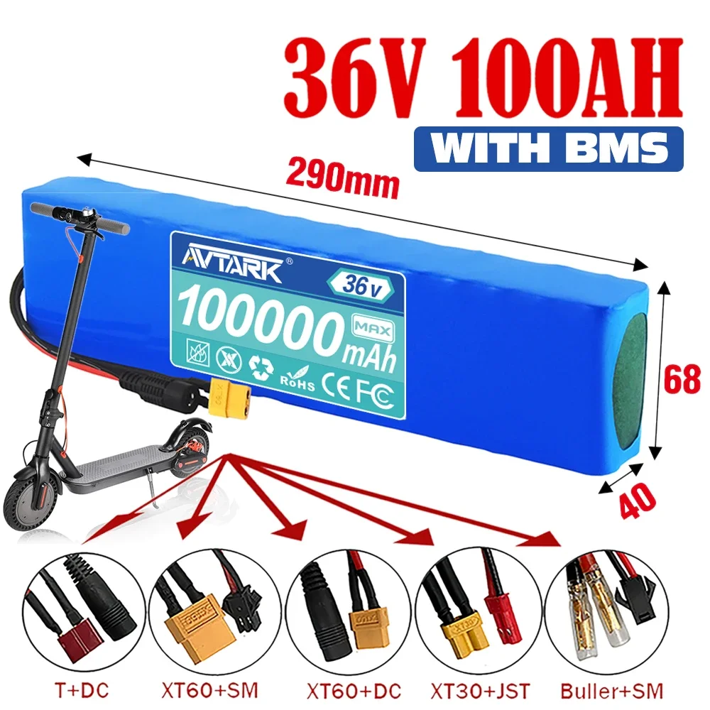 

NEW 36V 100Ah 18650 Rechargeable Lithium Battery Pack 10S3P 500W High Power Modified Bicycle Scooter Electric Vehicle with BMS