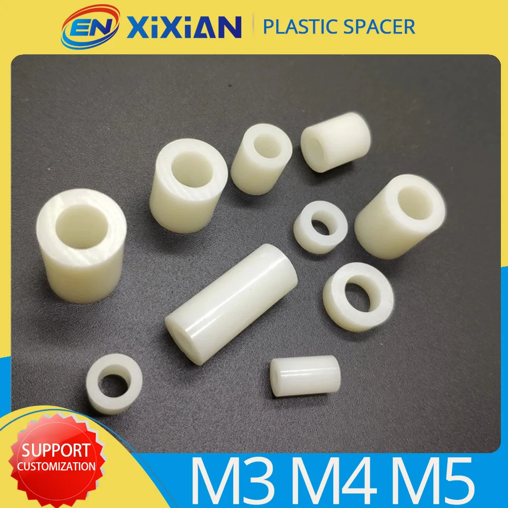 100Pcs M3 M4 M5 Nylon Plastic Rround Pillar Pcb Board Spacer Standoff Non-Threaded Wit Abs Hollow Standoff wasmachine
