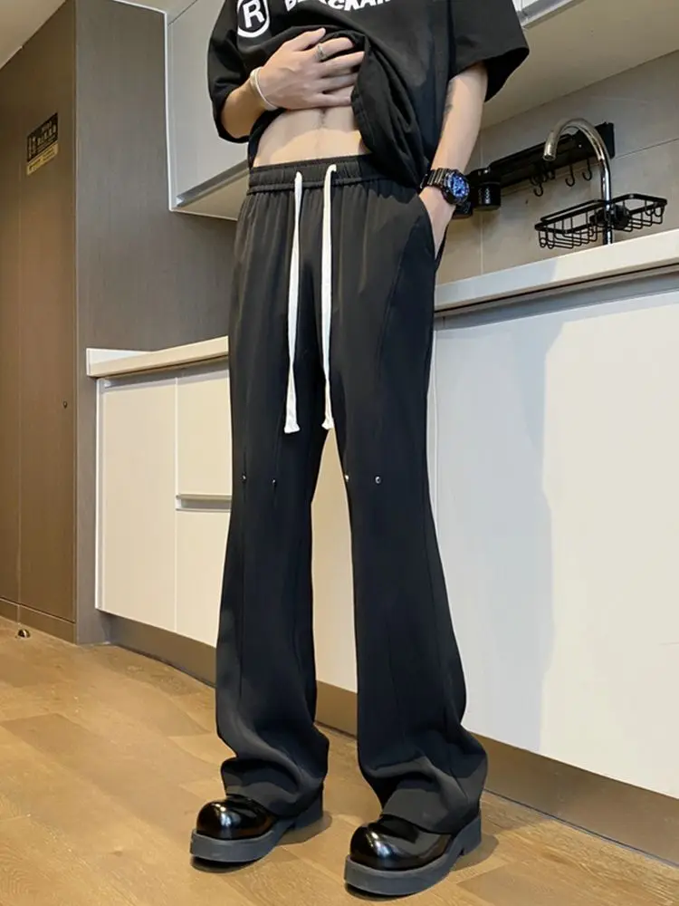 Летние мужские брюки-клеш из ледяного шелка с микро-клеш