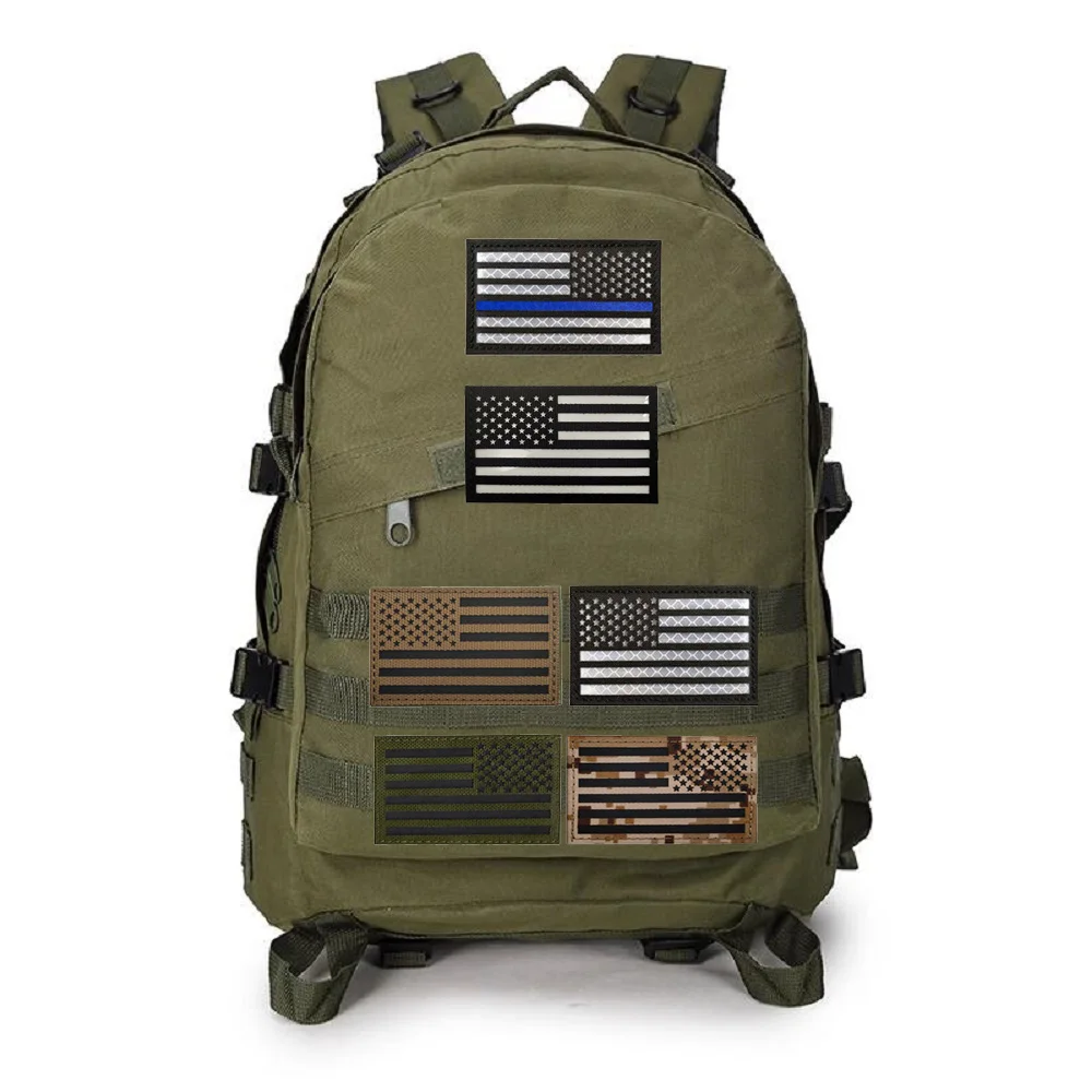 Outdoor Bag Accessories Laser-cut R American Flag Badge Tactical Morale CP Camo Reflective Stars and Stripes Hook Backpack Patch