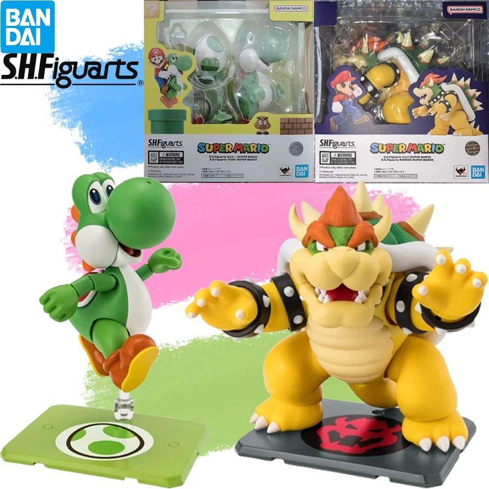 

In Stock Genuine BANDAI SHFiguarts Super Mario Bowser Yoshi Figure Anime Action Model Toy
