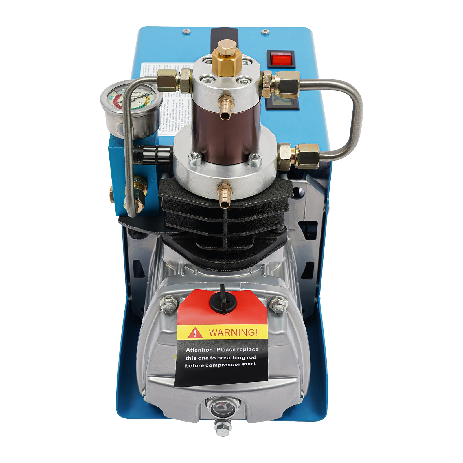 1800W 220V Tragbare Elektrische Hochdruck-Luftpumpe 0-30MPa, Wasser+Luft-Kühlung Asynchronmotor-Inflator mit Wasser-Öl-Abscheider für Garage und Werkstatt – Detail 15