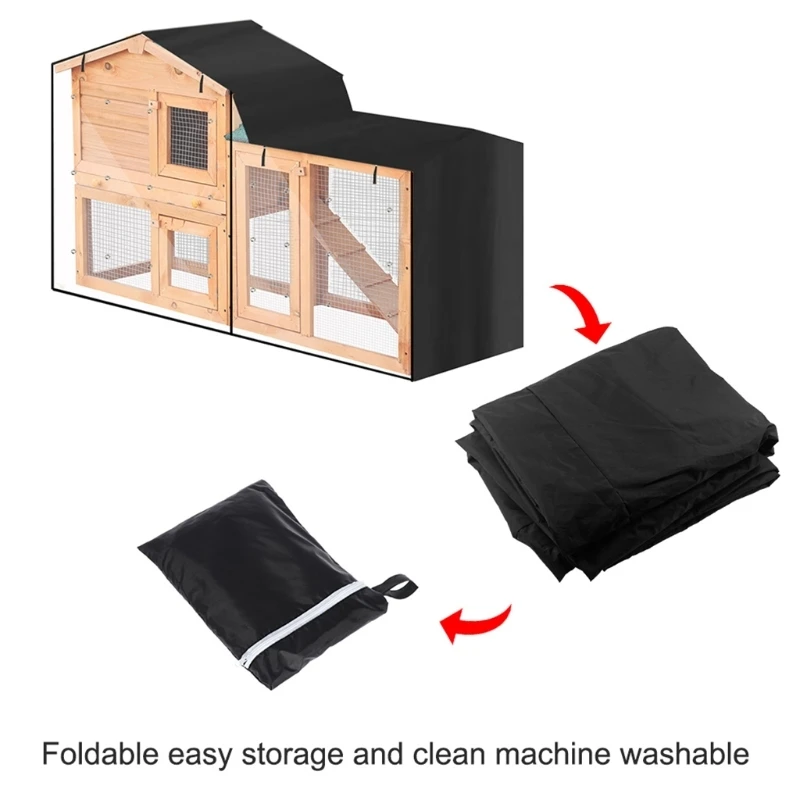 D0AD Rabbit Hutch Cover, Durable Cage Covering, Double Hutches with Pointed Window