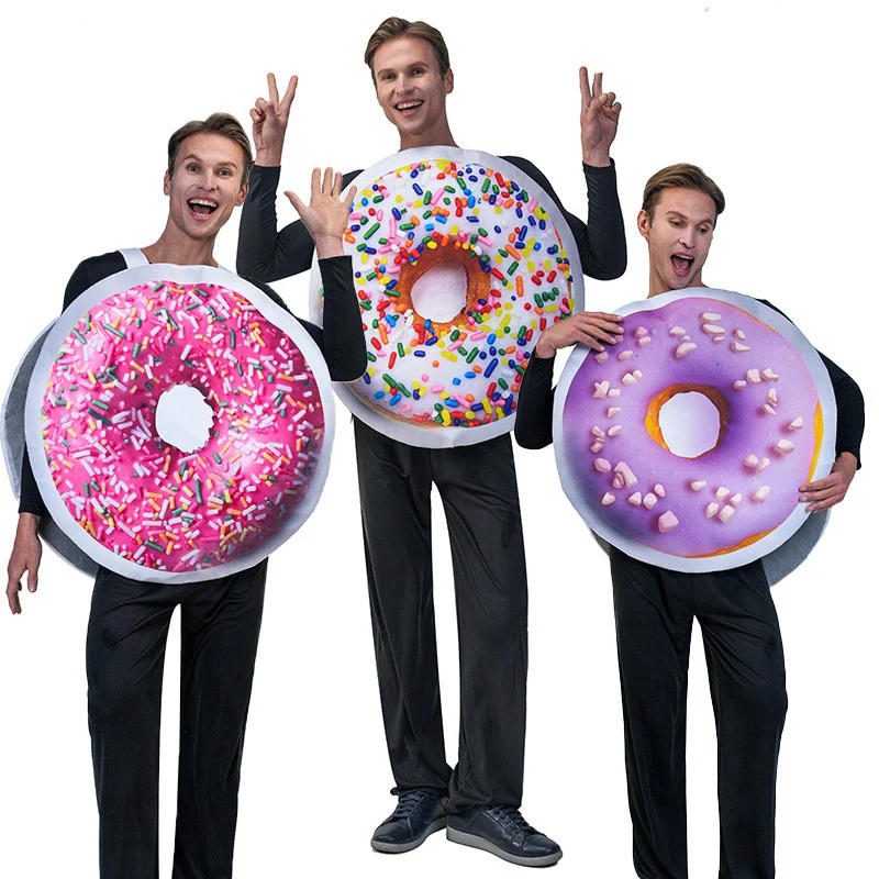 loween Donut Costume Adult Funny Masquerade Par Performance Clothes Gag Props Food Themed Stage Outfits Ladies Faion