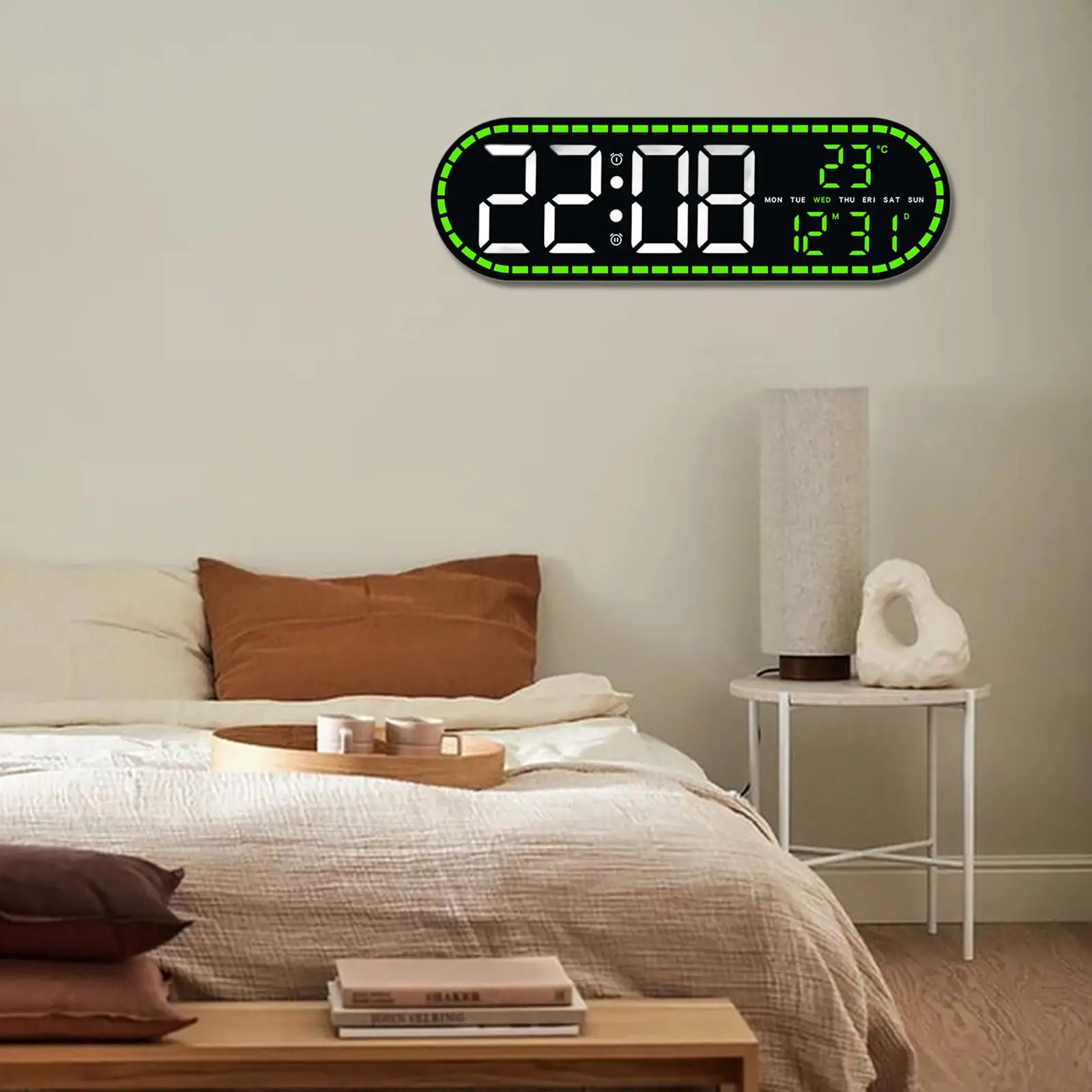 Rectangular Digital Alarm Clock with Large Numbers Battery Operated Desk Clock for Bedroom Living Room