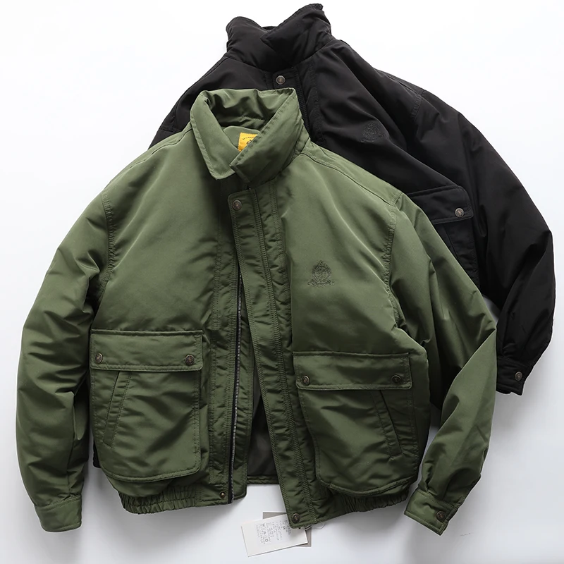 

Ретро-японская утепленная мужская куртка свободного кроя с отложным воротником, теплая повседневная хлопковая верхняя одежда, модная укороченная модель