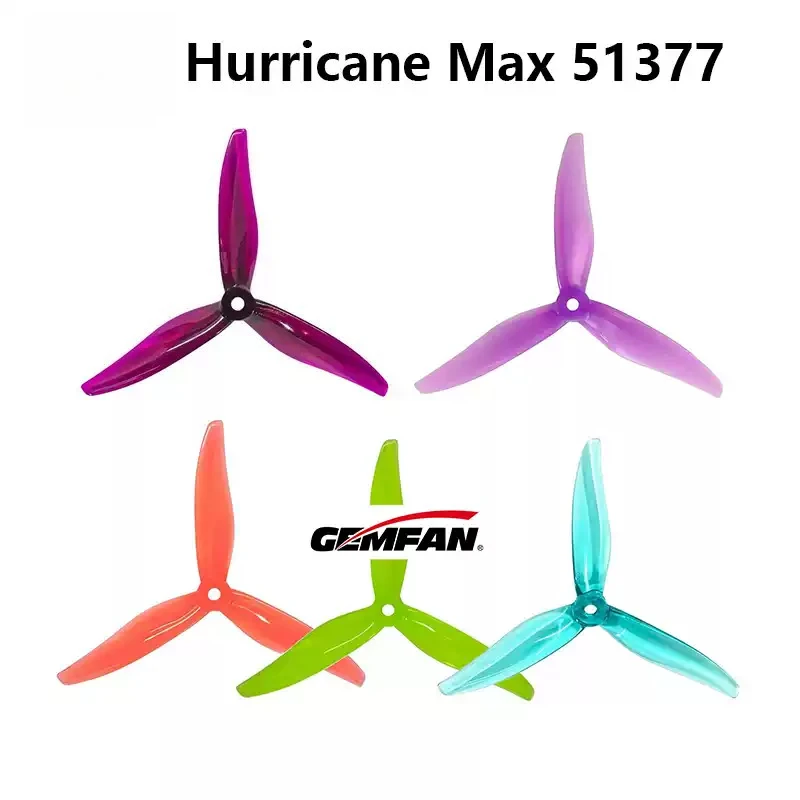 

2 пары пропеллеров GEMFAN Hurricane Max 51377 5-дюймовых для кроссовер-дронов, скоростные, для соревнований