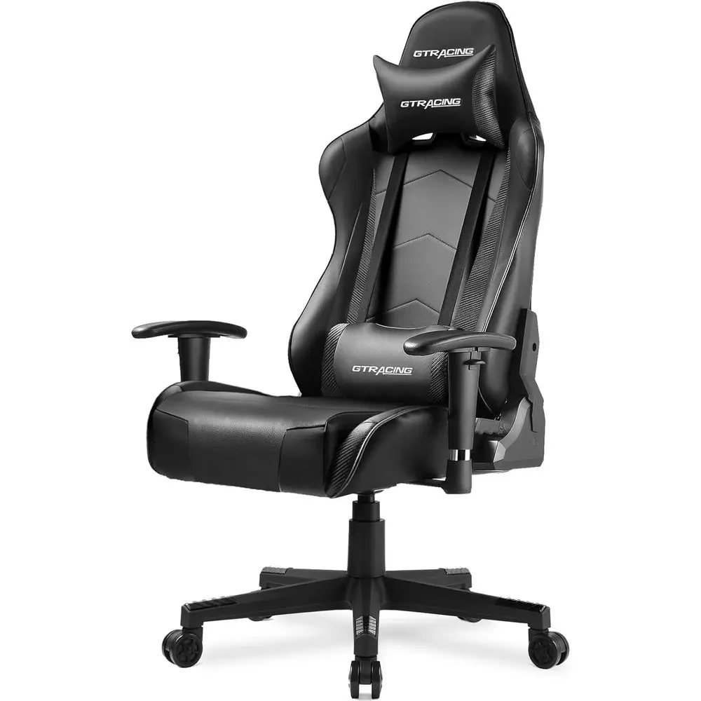 

Ergonomic Swivel Gaming Chair: Reclining, Adjustable Height, Lumbar Support in Black