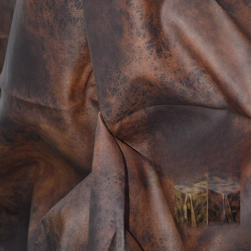 

Винтажная потертая искусственная кожа, искусственная ткань для дизайнерской одежды, ткань на метр, ткань для шитья своими руками