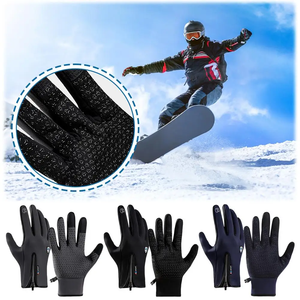 Touchscreen Fleece Warm Gloves Outdoor Cycling Driving Gloves Non Slip Cold Winter Glove Ski Waterproof Men Womens Windproo I5m8