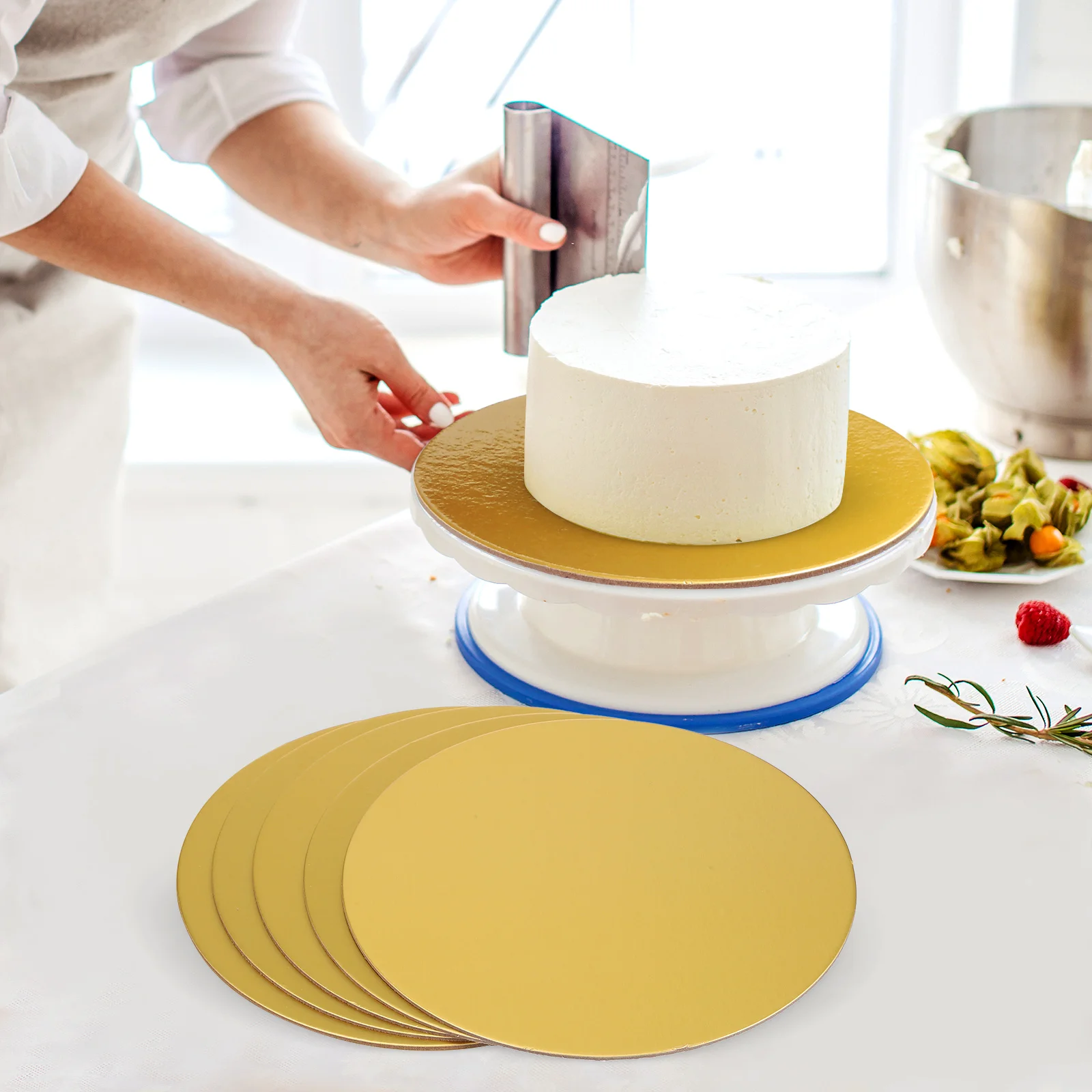 

6pcs Cake Boards Paper Rounds Spacer Base Drums Baking Accessories Plate Decorative Non Stick Food Grade Grease Resistance
