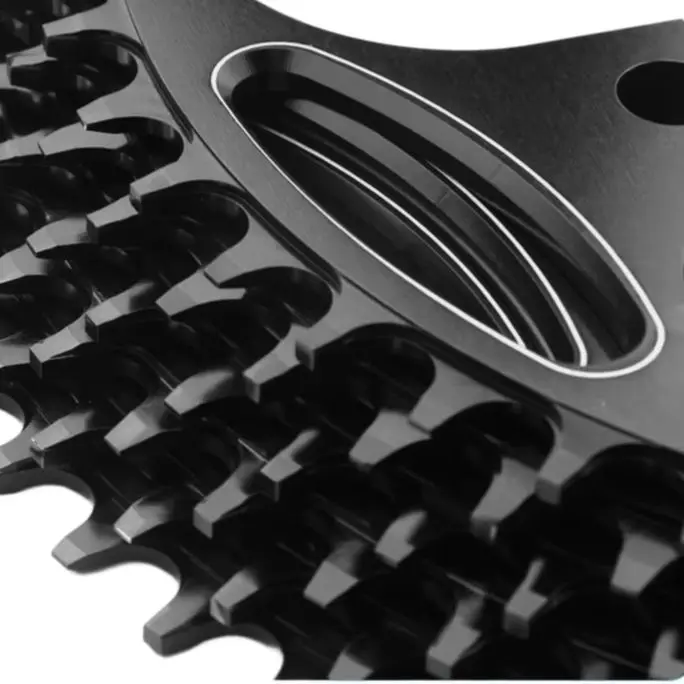 Black Aluminum Alloy 130BCD 5-Bolt Single Chainring 38T 40T 42T Round Positive Negative Tooth For Road Bike Crank Arm Upgrade