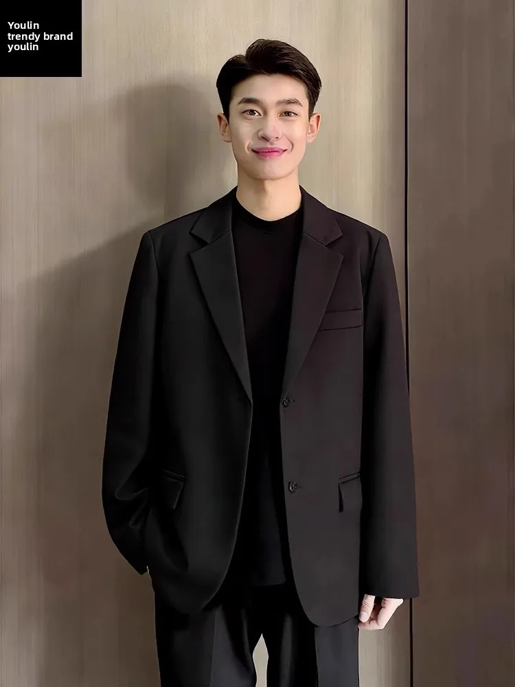 

Bla Casual Men's Suit Jaet oulder Padded Classic Sle Spring Autumn Heavyweight Mature Ms Faion Anti-Wrinkle Trea...