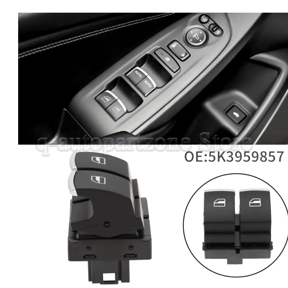 מתג חלון חשמלי לרכב 5k 3959857   תואם את Eos תואם את מתג החלונות החשמלי של Golf MK5 MK6 GTI 2 שחור