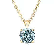Classic Yellow Gold Cubic Zirconia Pendant 18K Silver Plated - Gold Blue