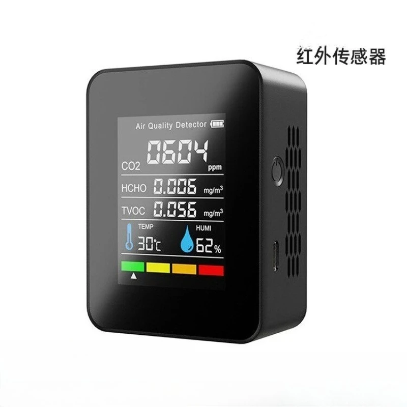 5-in-1 Infrared CO2 Detector CO2 Detector Portable Temperature and Humidity Air Quality Monitor