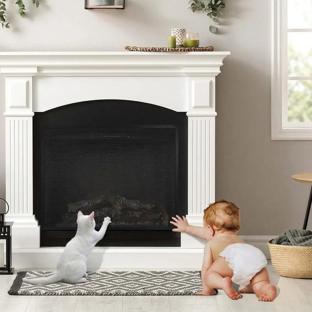 Fireplace Safety Barrier Mesh Spark Screen Heat Resistant Protective Fence For Child Indoor Home Fireplace for protection