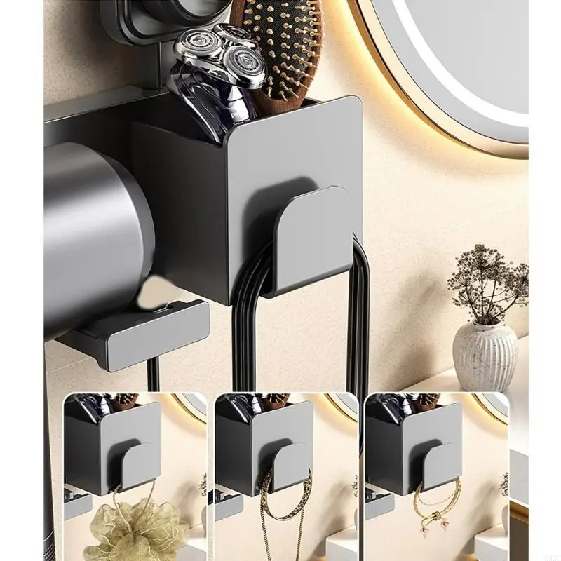 

G92C Hair Dryer Bathroom Organizers Wall Mounted Suction Cup Shelf Storage Compartment