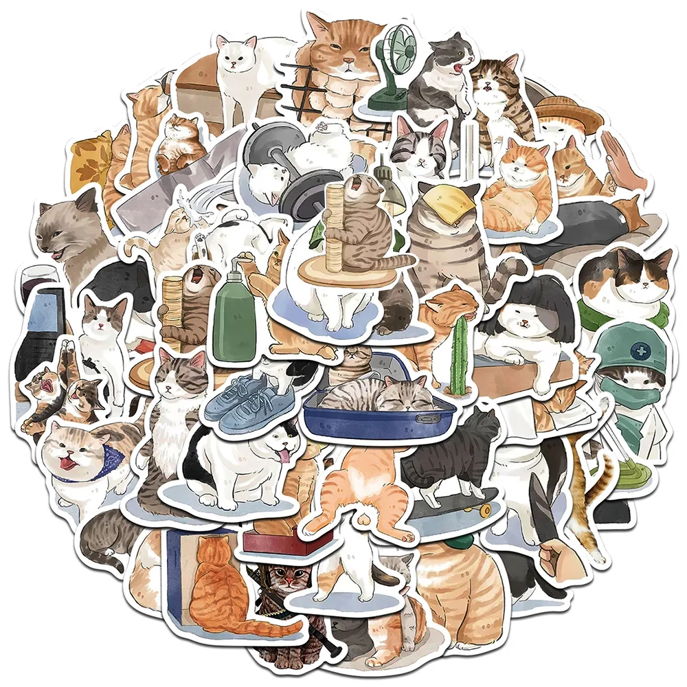 10/30/54pcs Funny Animal Cats MEME Stickers Cartoon Decoration Decal DIY Stationery Diary Laptop Waterproof Cute Sticker for Kid