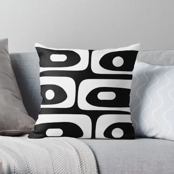 Mid Century Modern Black And White Pique  Printing Throw Pillow Cover Car Bed Soft Decorative Hotel Pillows not include One Side