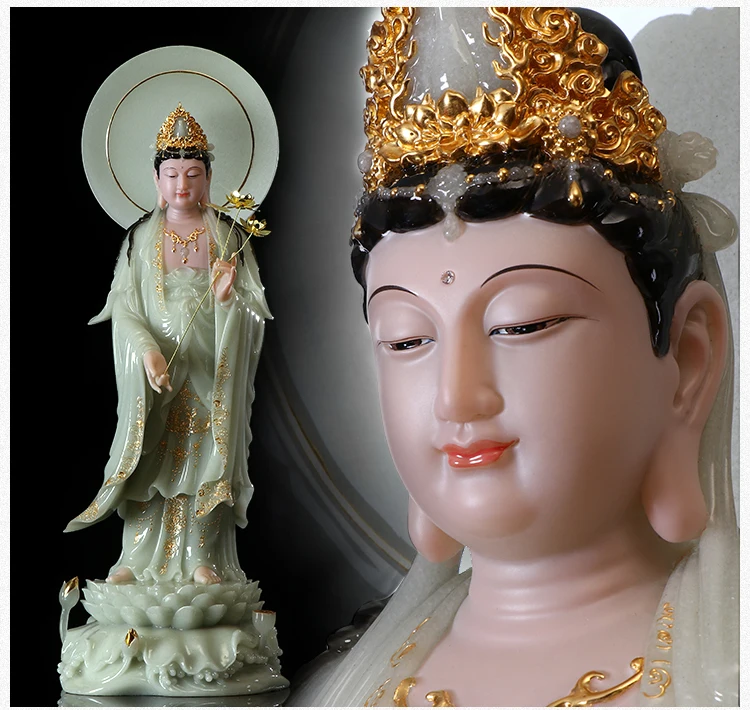 

48CM large Buddhism figure jade Goddess Mahasthamaprapta Bodhisattva GOD buddha Asia HOME protection Prosperity FENG SHUI statue