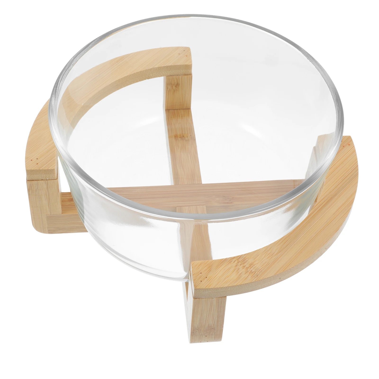 

Heat Resistant Glass Bowl Wooden Base Salad Food Serving Transparent Microwave Safe Storage Ice Cubes Dessert Candy Snacks