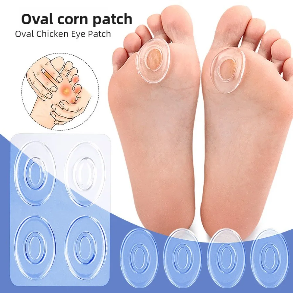 4 pezzi cerotti ovali per mais per piedi - cuscinetti morbidi anti-vesciche per assistenza sanitaria, cerotti per alleviare il dolore, strumento per i piedi