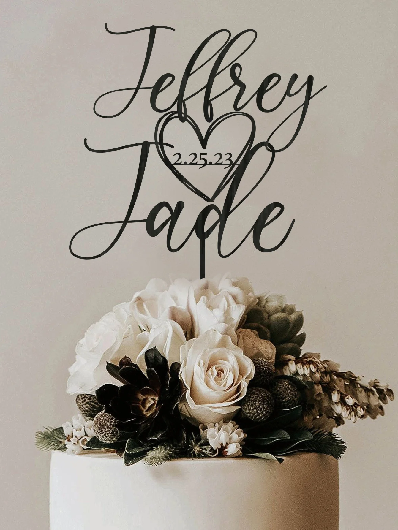 قطعة علوية مخصصة للكيك - قطعة واحدة من اسم اللمعان المعدني PMMA المخصص والتاريخ المنقوش بالليزر DIY لأعياد الميلاد والحفلات والمواصفات