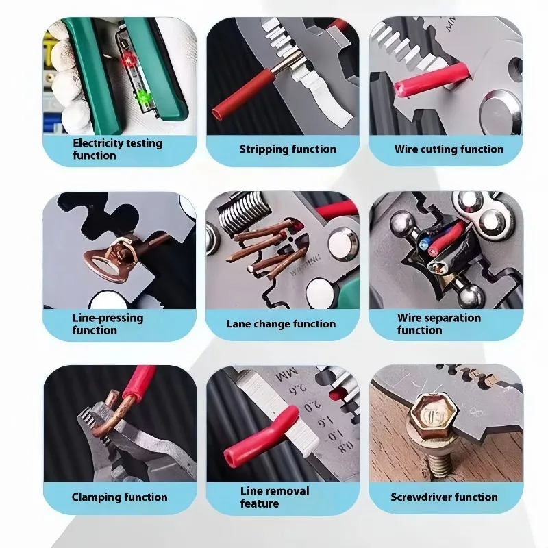 New Folding Electric Test Pen Wire Stripping Pliers Special Live Multi-Function Electrician's Tool Serrated Includes Center DIY