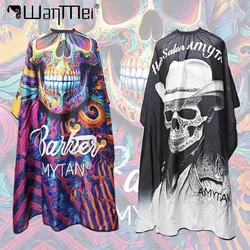 1pcs Hair Apron Skull Head Printed Barbershop Haircut Cape Antistatic Waterproof Hairdressing Cloth Gown Barber Accessories