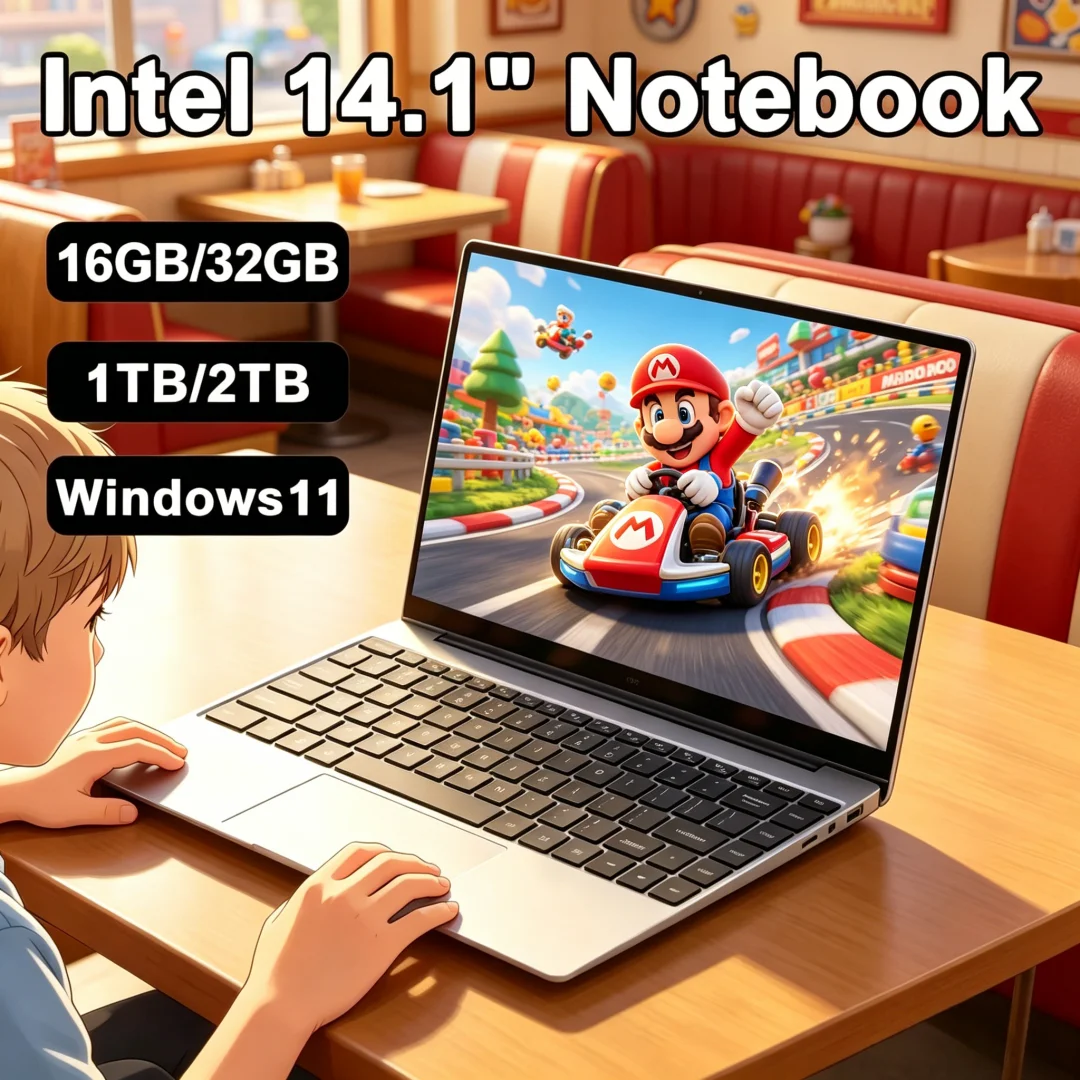 Herculean 2026 Top-Level Intel Laptop Computer 14.1 Inch FHD Gaming Laptops Windows 11 SSD 2TB DDR4 16/32GB PC Notebook 1920*108