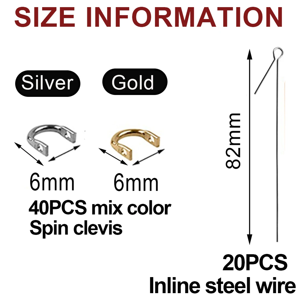 72PCS rybaření třpytka ostří natáčet clevises inline ocel drát pro losos třpytka přívlačová návnada ostří walleye výbava bas lákat rybaření