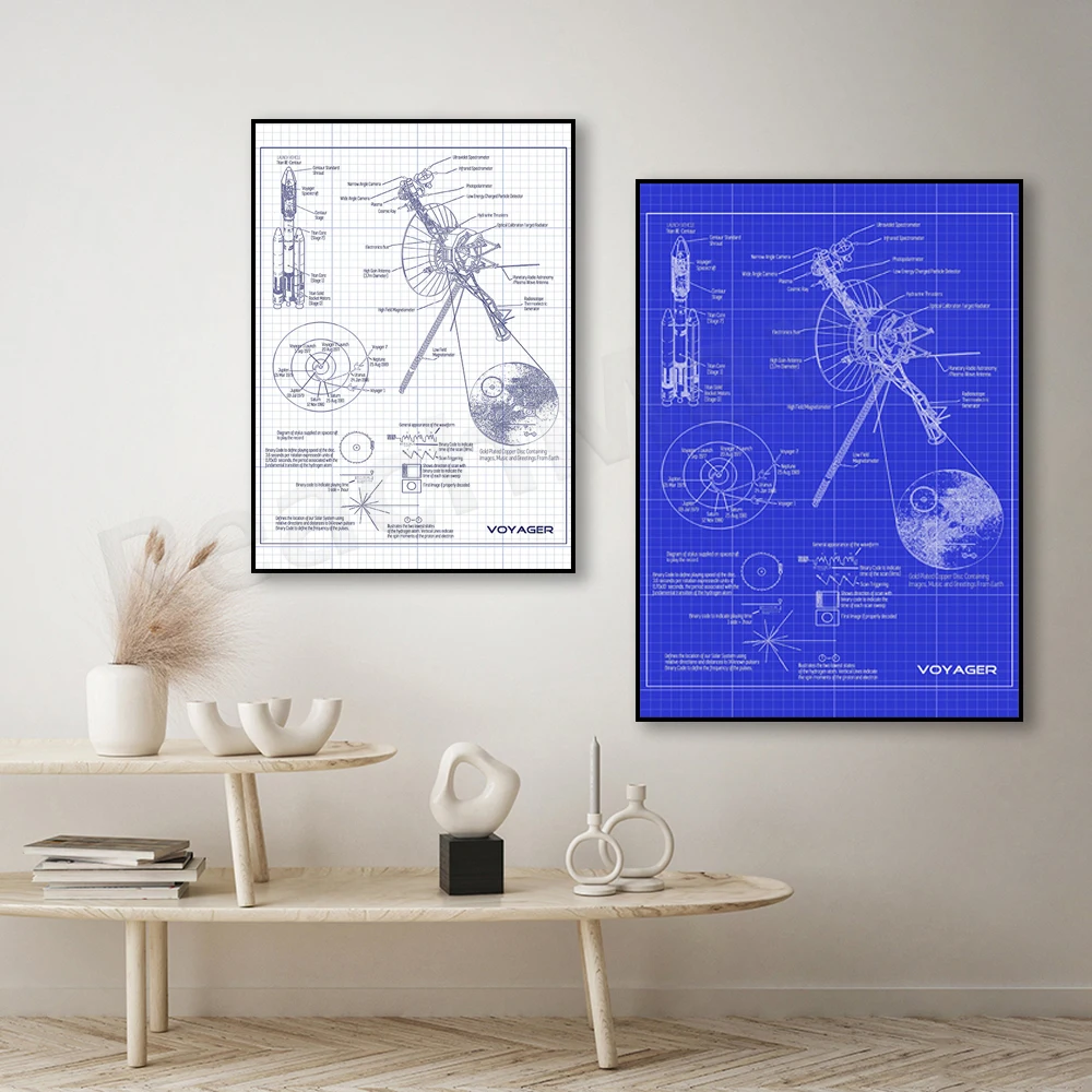 Voyager Space Probe Blueprint Patent Printing Poster Art Canvas Painting Picture Pilot Space Gift Home Decor