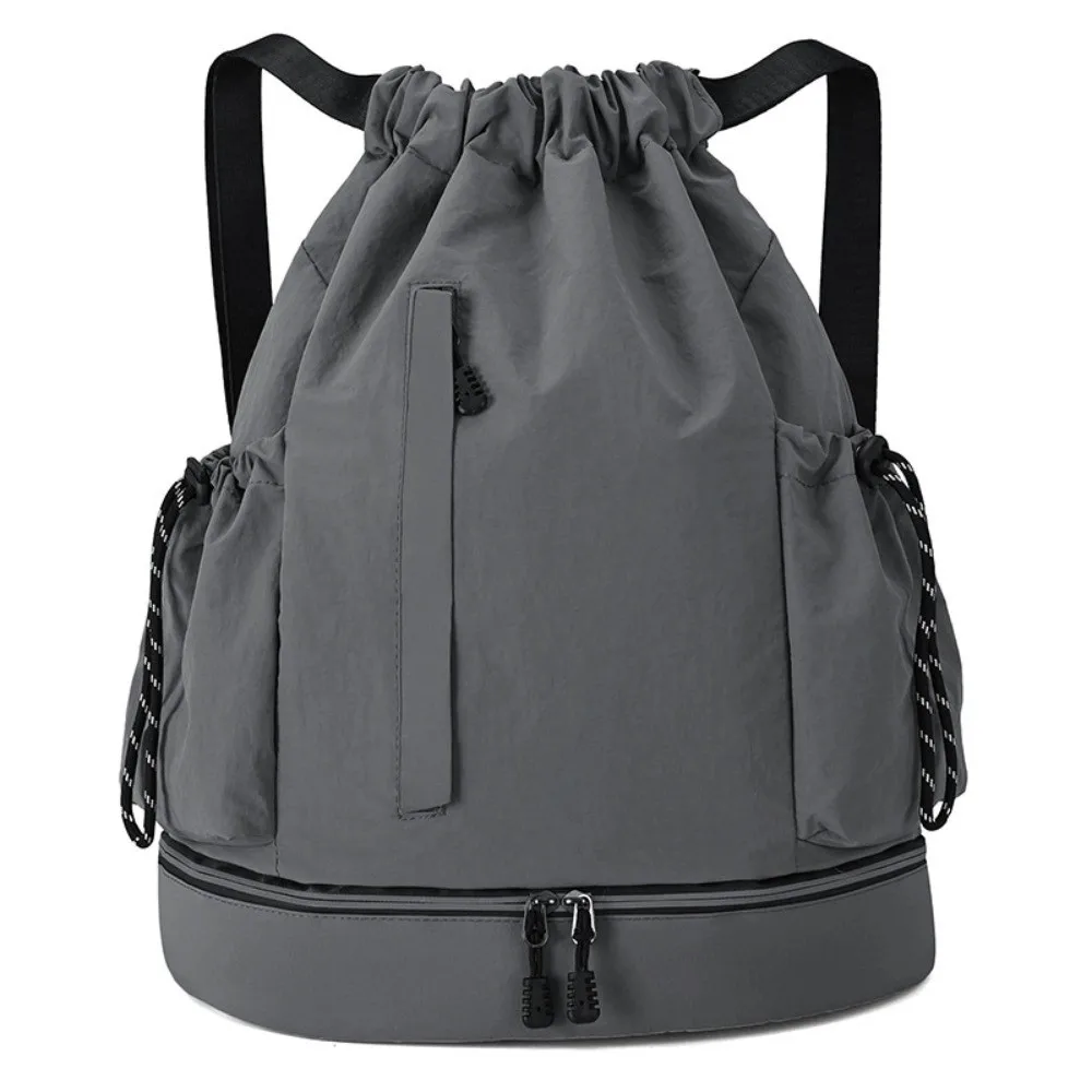 Large Capacity Drawstring Backpack Multi Compartment Dry Wet Separation Basketball Bag Shoe Compartment Lightweight Training Bag