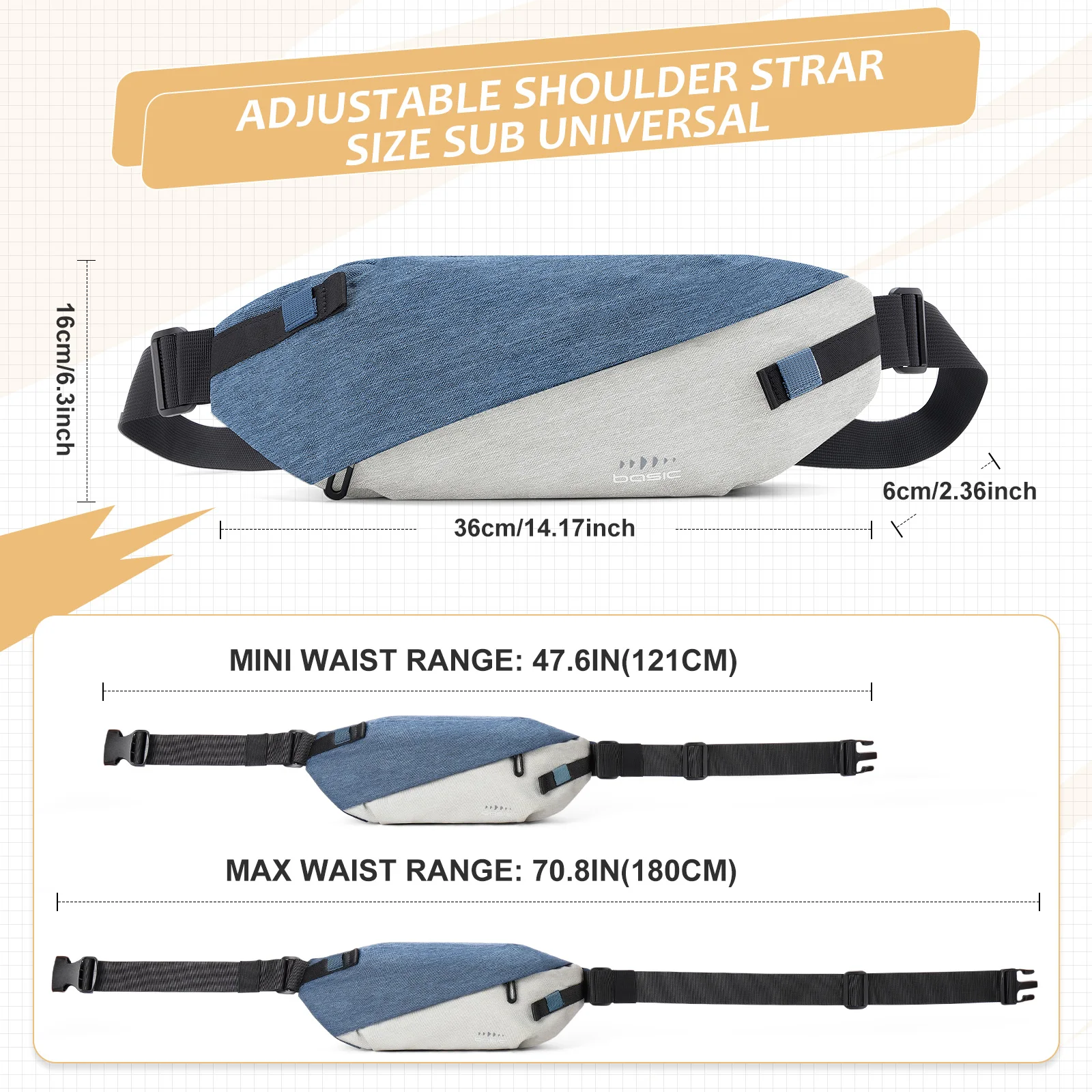 Tas Selempang Trendi Modis, Tas Bahu untuk Wanita dan Pria, Tas Sabuk untuk Perjalanan, Olahraga, Lari, Tas Pinggang untuk Ponsel