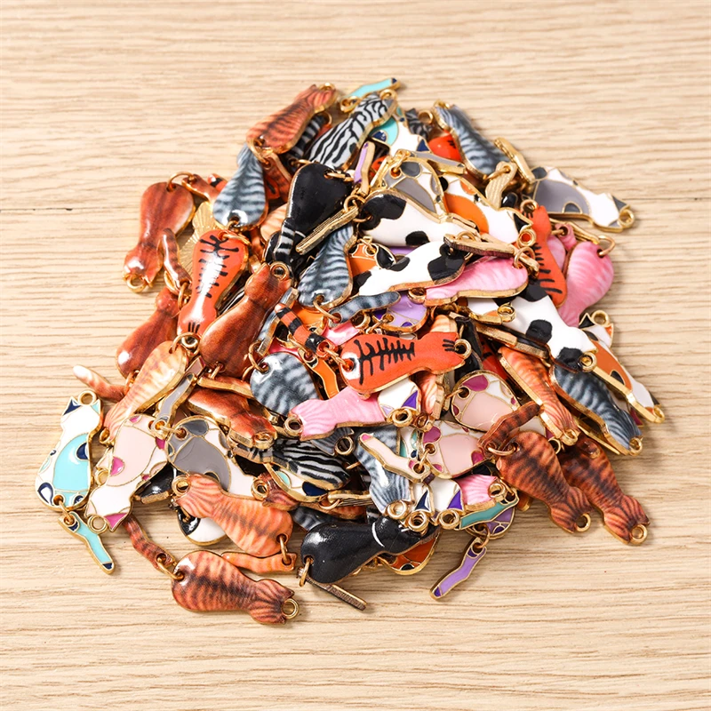 10 Stück 10x35mm Cartoon Emaille Tier Katzen Charms Anhänger zum Basteln von Halsketten, Ohrringen, Armbändern, DIY-Handwerk, Schmuckzubehör – Detail 20
