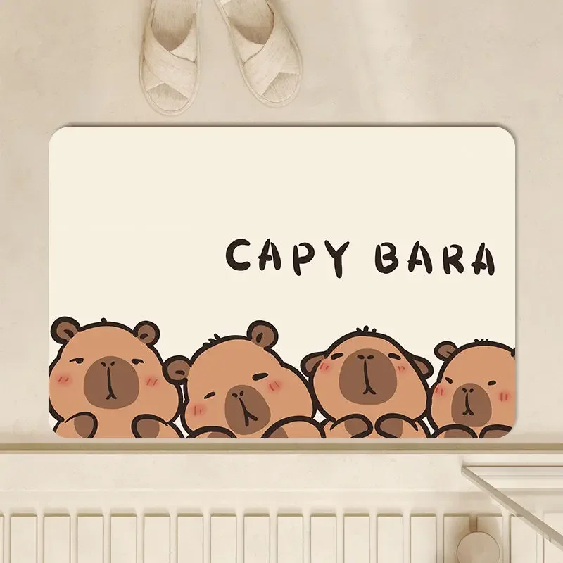 Anti Slip Small Capibara Capybara Bathroom Absorbent Floor Mat Diatom Mud Non Slip Toilet Entrance Door Toilet Door Floor Mat