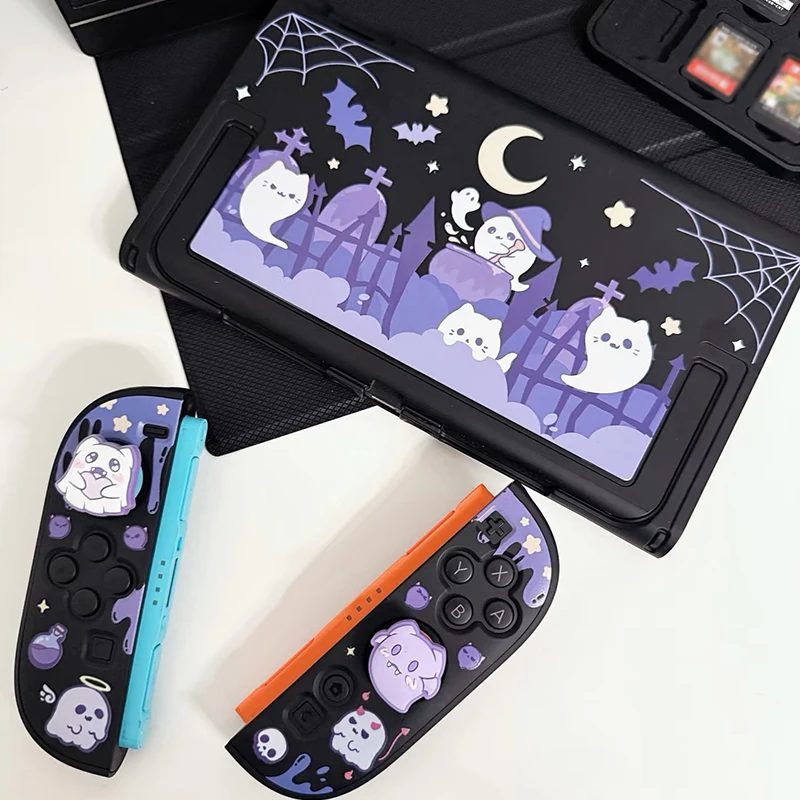 

Ghost Theme Game Accessories Pack for Nintendo Switch2 Full Protection Shell Case Cover for NS Switch 2 Grip Holder Case Cute