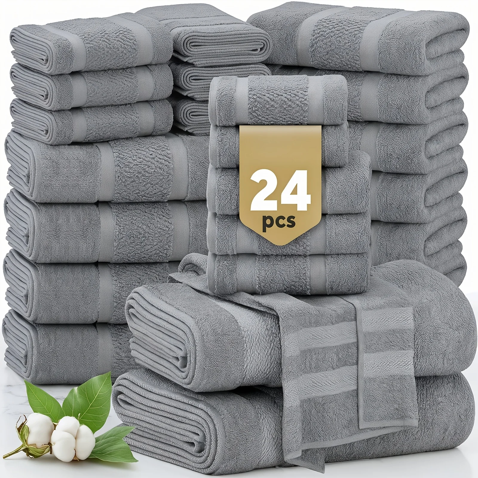 

Luxury 12/24pcs Bath Towel Set, Hotel Quality Thick Bath Sheets | Highly Absorbent & Quick-Dry | 4 Bath Towels & 6 Hand & 2 Wa